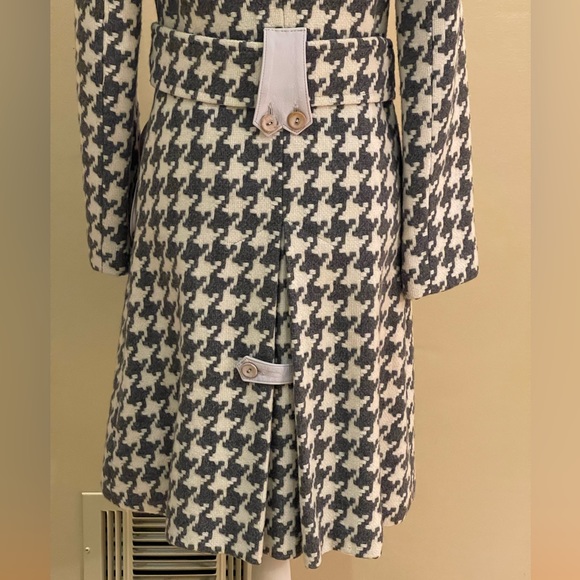 Women's blended wool/leather belted coat - Picture 6 of 15